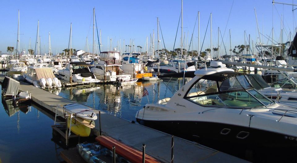Boats in the east basin of Dana Point Harbor